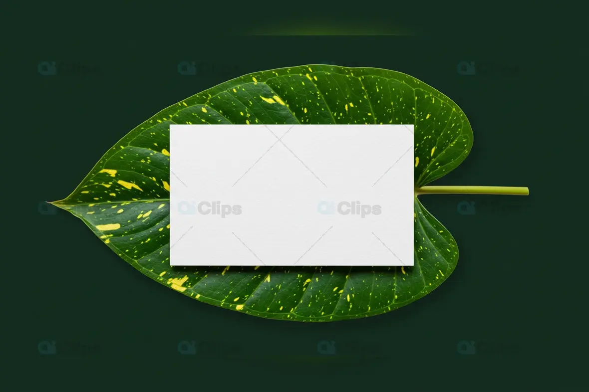 Eco-Friendly Blank Card on Leaf Mockup