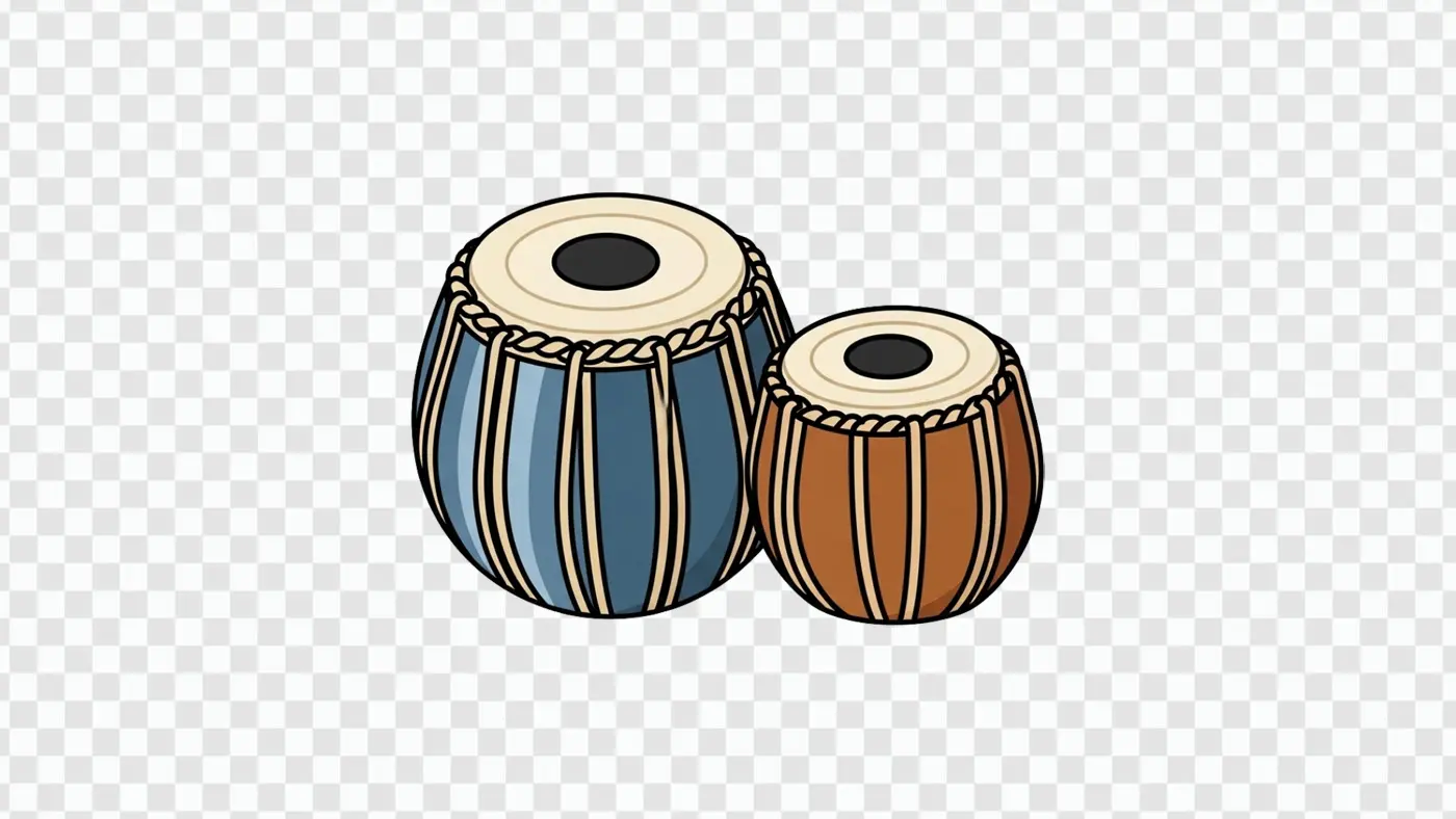 Traditional Indian Tabla Musical Instrument Clipart PNG File