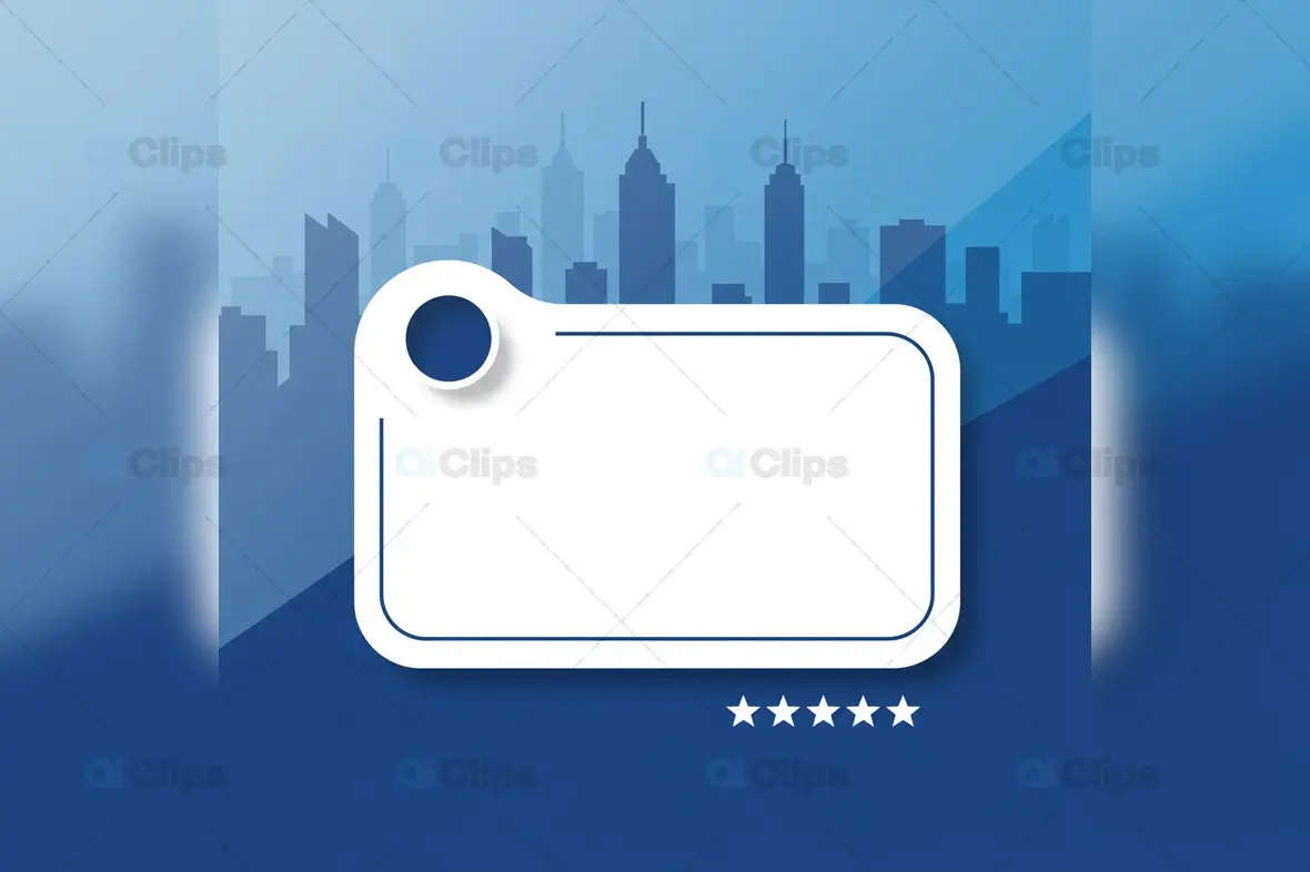 Modern City Skyline Social Media Template with Rating Stars