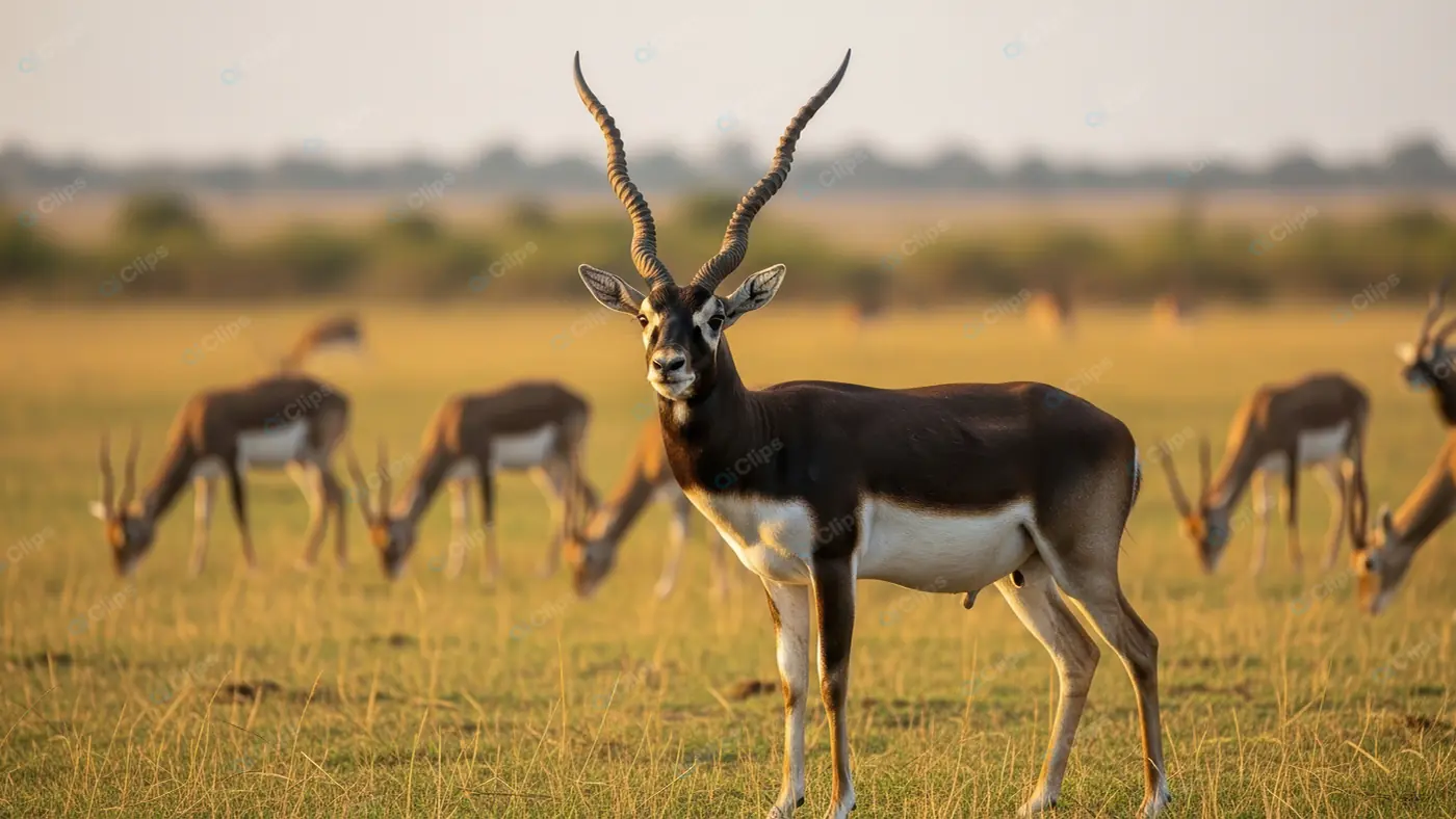 Majestic Blackbuck on Golden Savanna