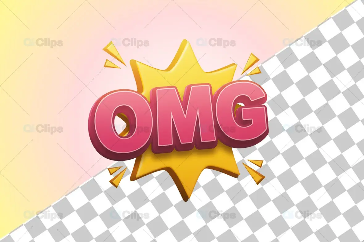 3D "OMG" Comic Burst Illustration