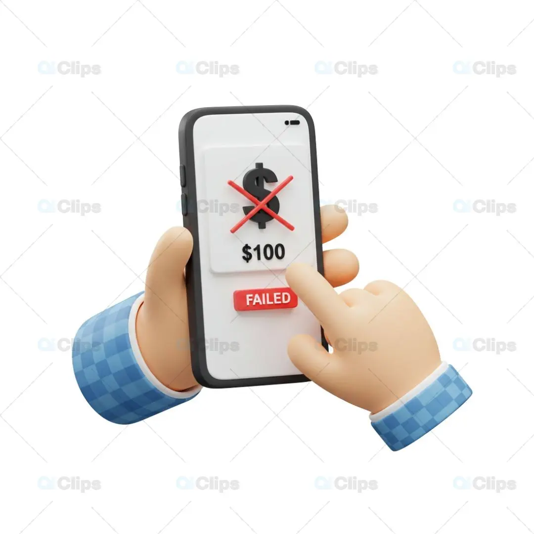 3D Mobile Payment Declined Illustration