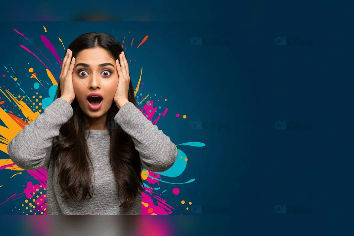 Excited Shock Expression Background with Vibrant Splashes