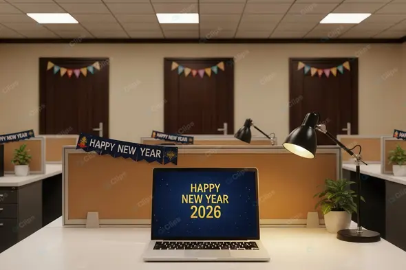 Corporate New Year 2026 Office Scene