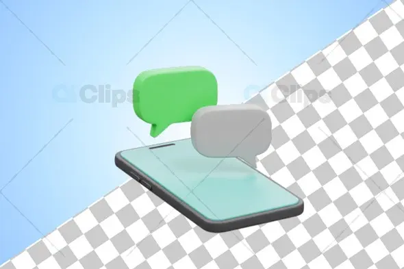 3D Smartphone with Floating Message Bubbles