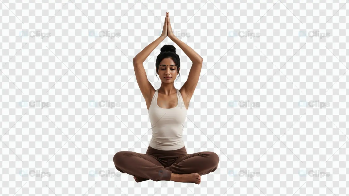 Serene Yoga Meditation Pose with Raised Arms