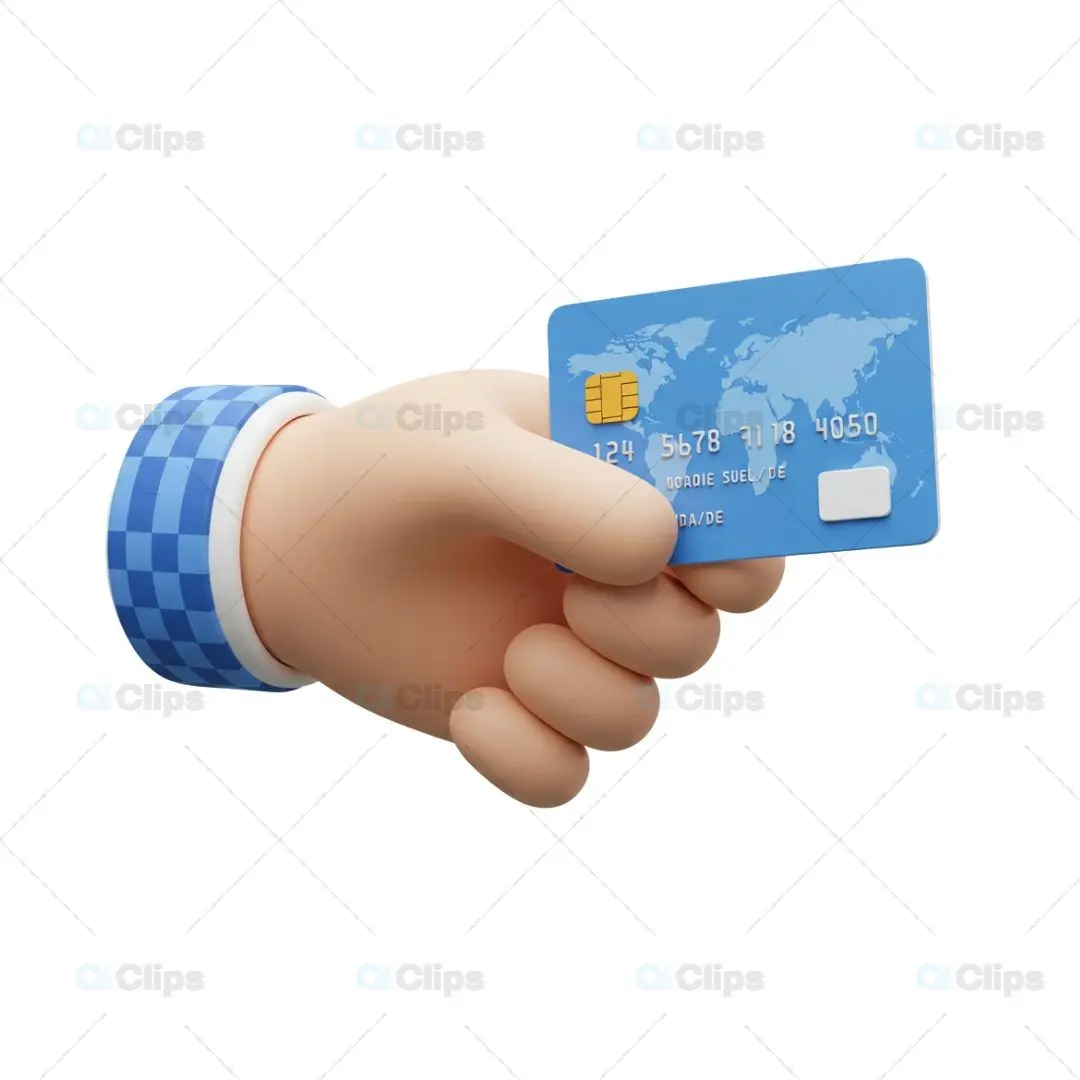 3D Hand Holding Credit Card Illustration