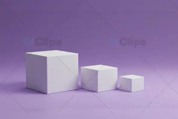 Minimalist White Cubes on Purple Gradient