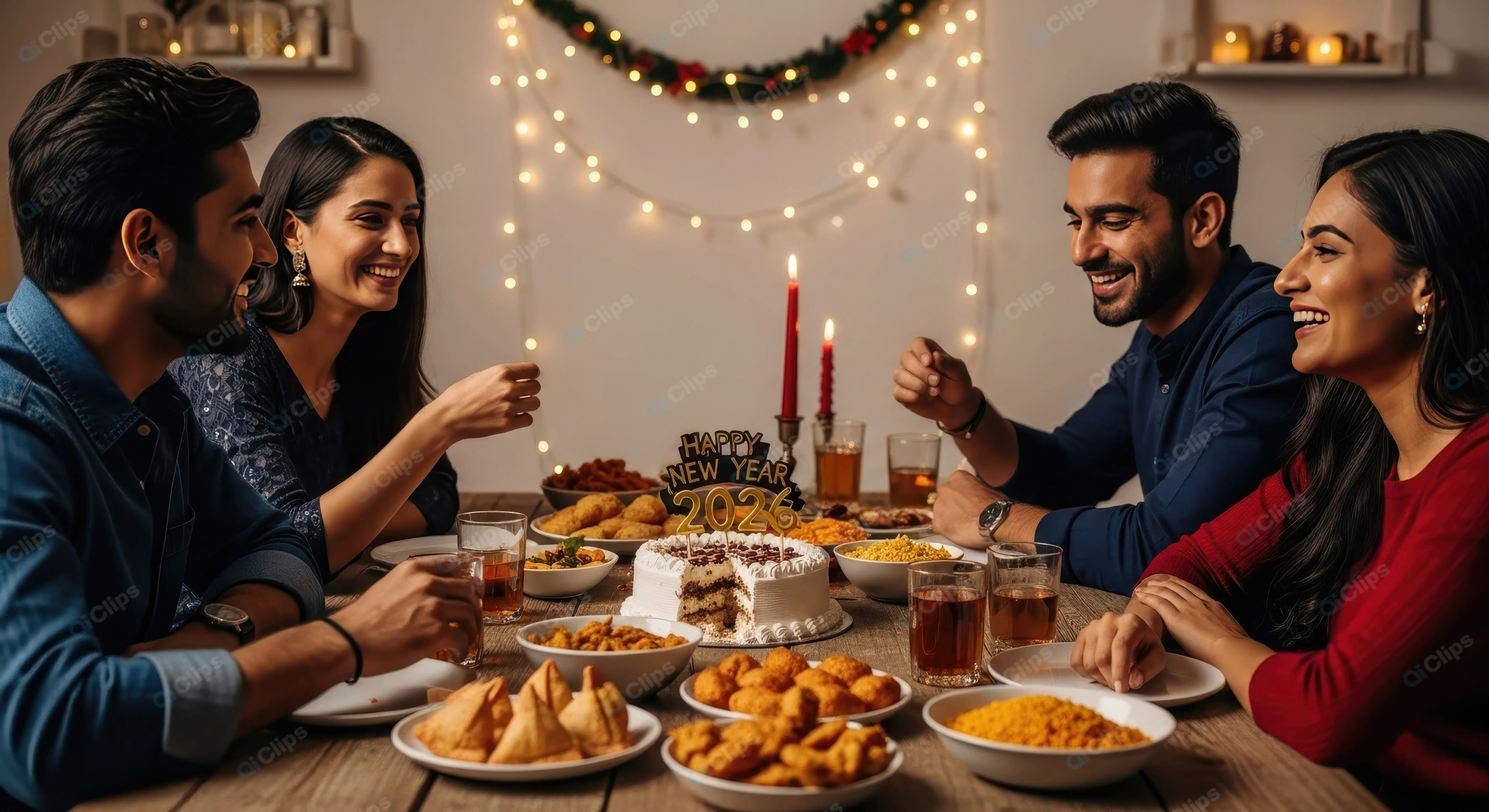 Joyful New Year Dinner with Friends
