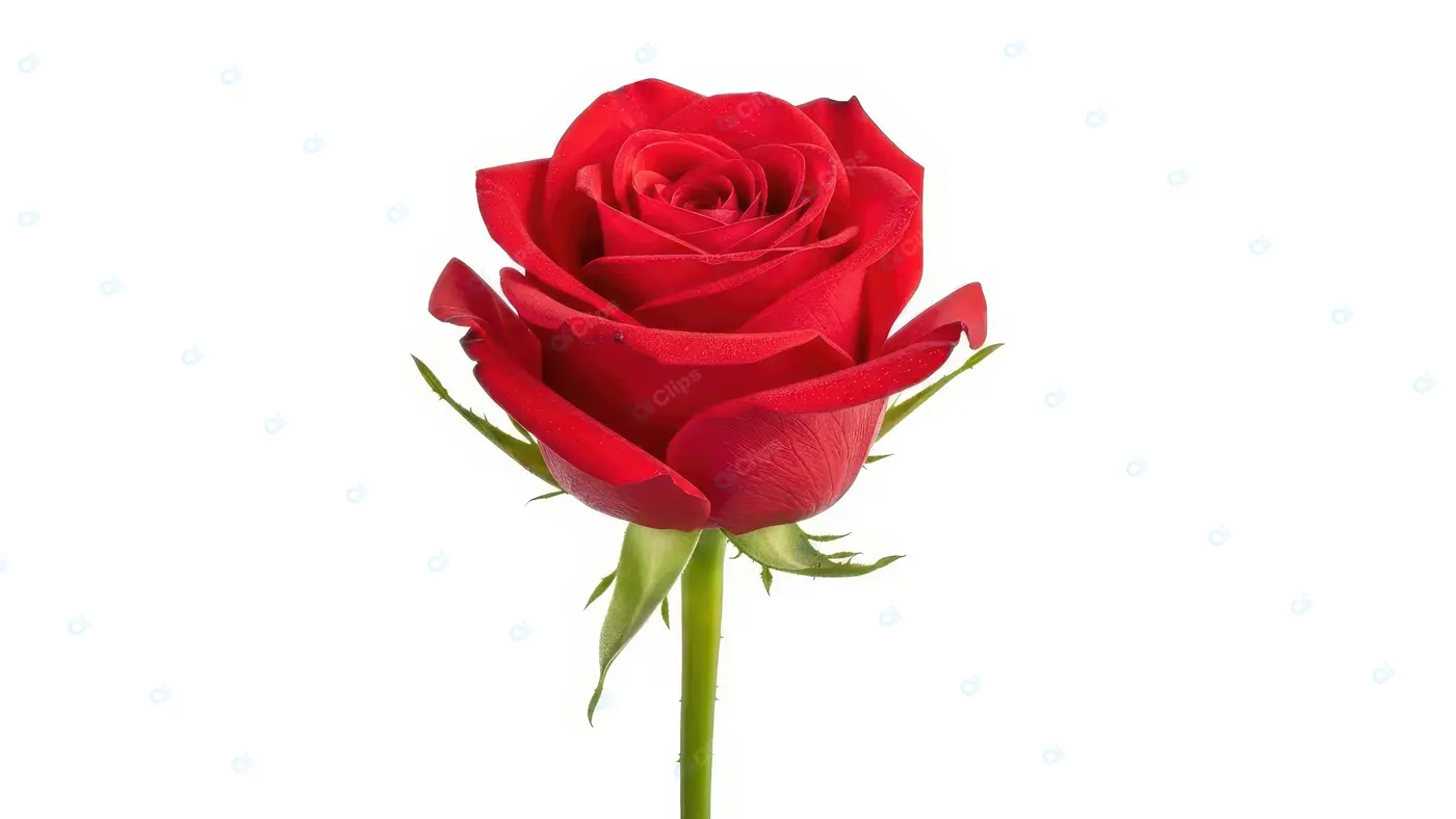 Flawless Red Rose on a White Backdrop