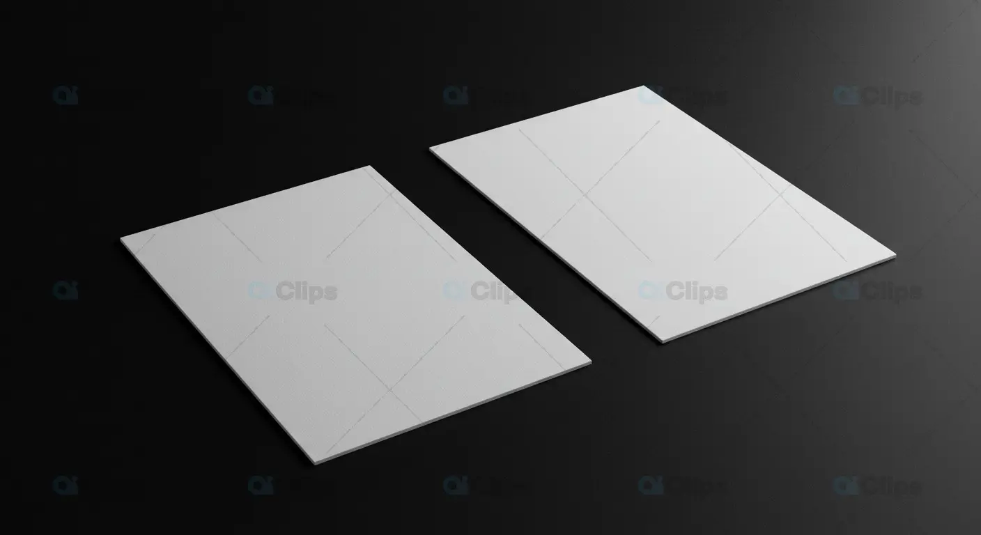 Dual Minimalist Card Mockup on Black Surface
