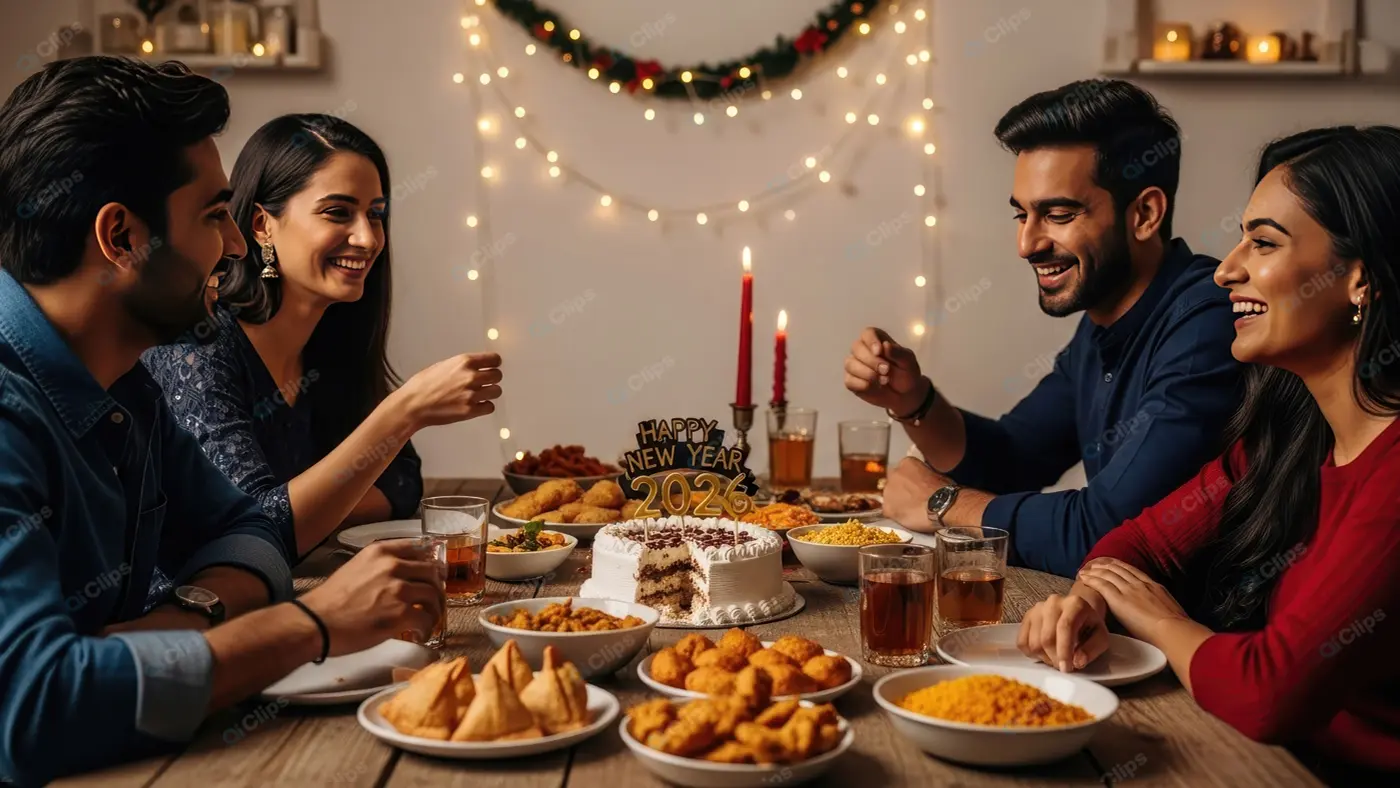 Joyful New Year Dinner with Friends