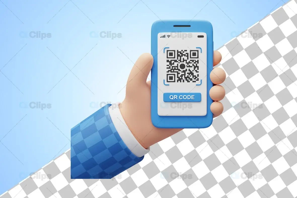 3D Mobile QR Code Payment Illustration