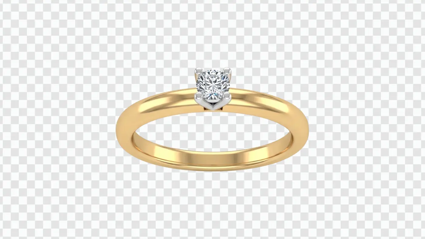 Elegant Gold Solitaire Diamond Engagement Ring Clipart PNG