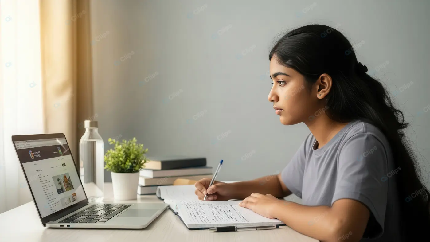 Focused Student Preparing for Examination