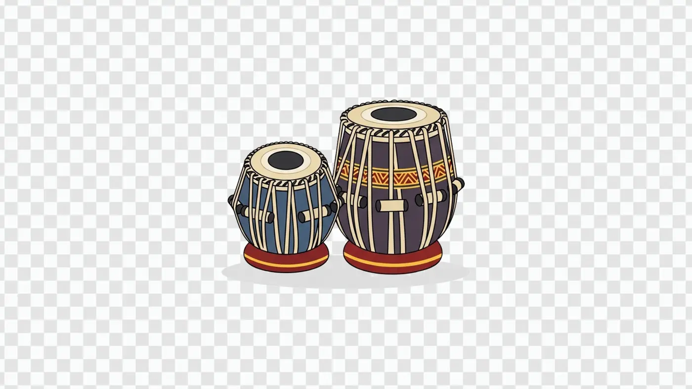 Artistic Indian Tabla Drum Pair Illustration PNG Clipart