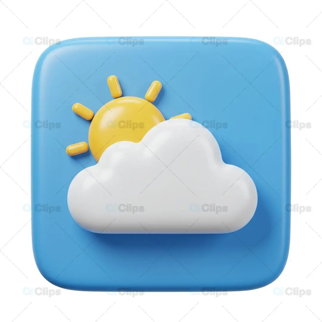 3D Partly Cloudy Weather Icon Illustration
