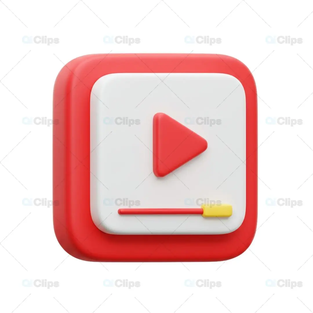 3D Play Button Media Icon Illustration