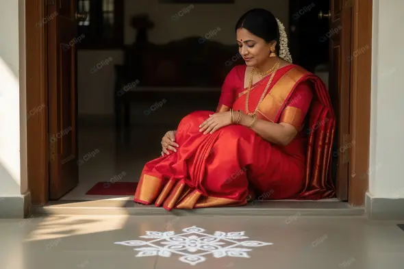 Traditional Welcome at a Sunlit Threshold