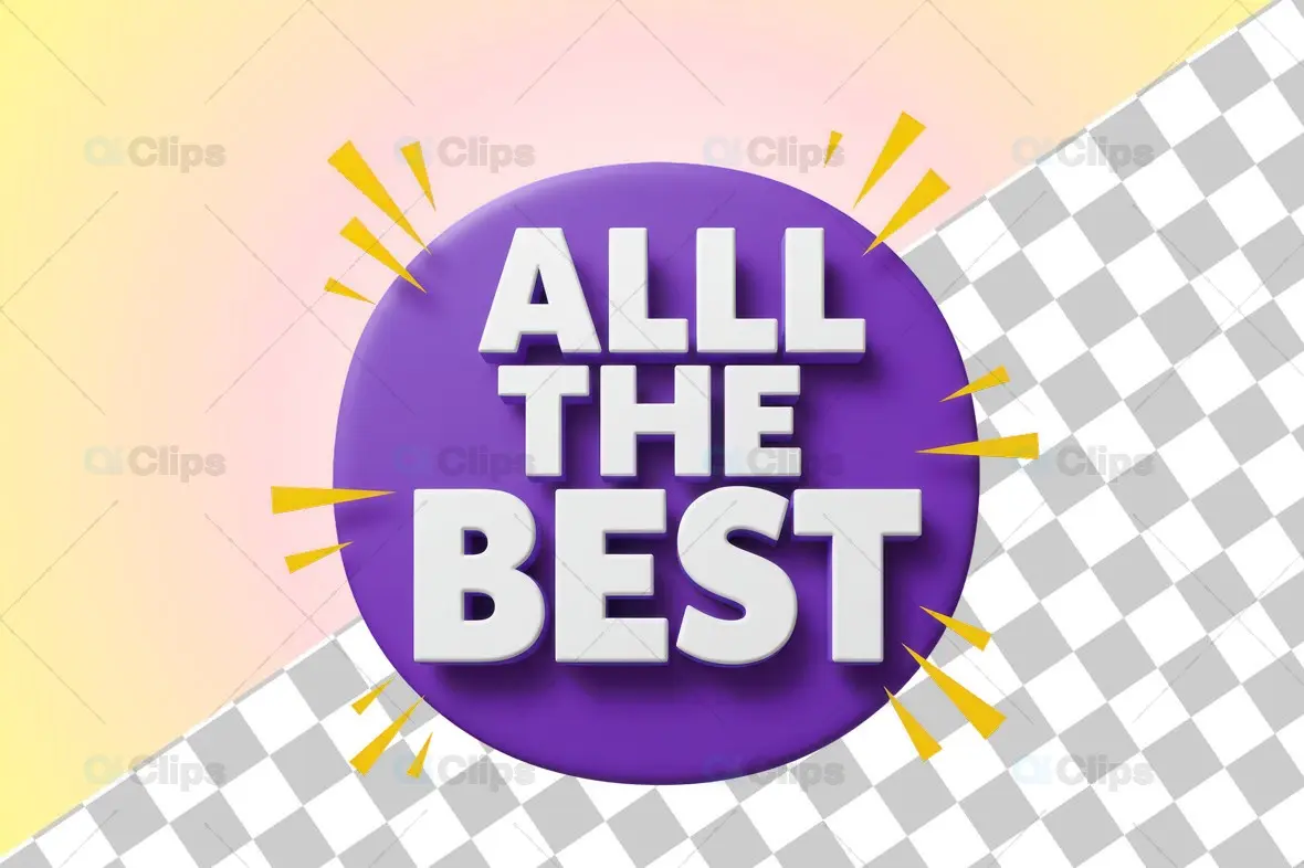 3D "All The Best" Text Icon with Purple Background