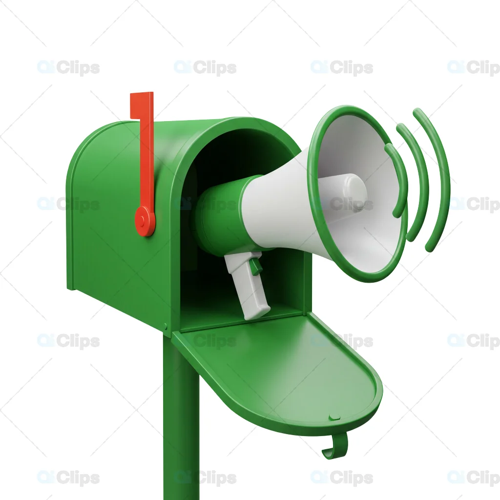 Green Mailbox with Megaphone 3D Model