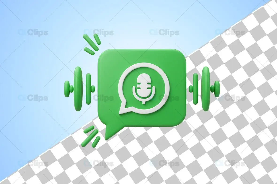 3D WhatsApp Voice Message Icon with Sound Waves
