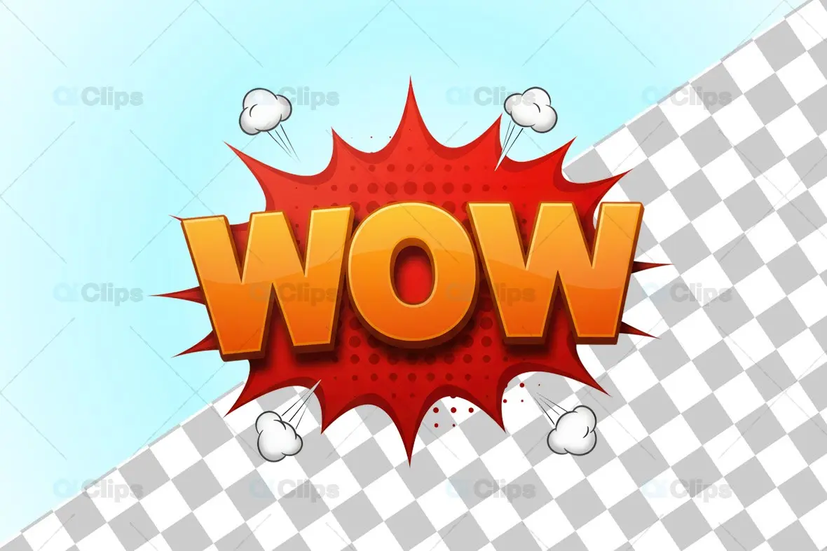 "WOW!" 3D Comic Burst Icon with Red and Orange Design