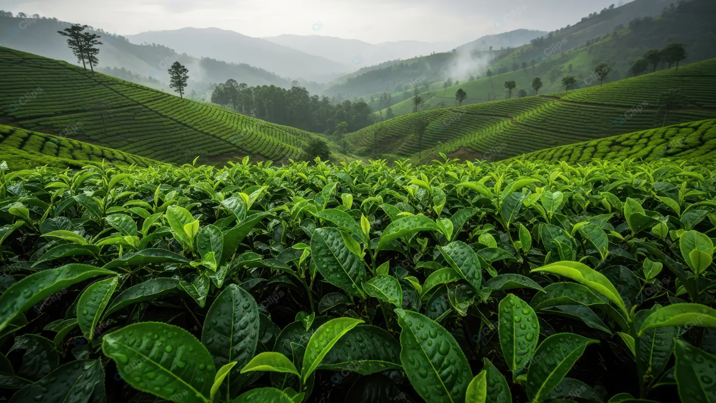 Misty Tea Plantation Panorama
