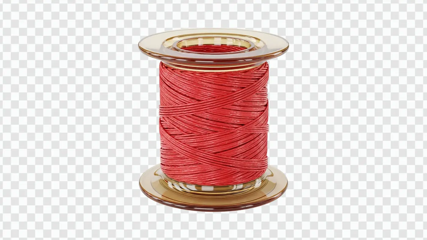 Realistic Red Thread on Translucent Spool Clipart PNG