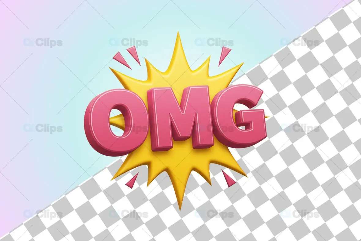3D Comic "OMG" Explosion Illustration