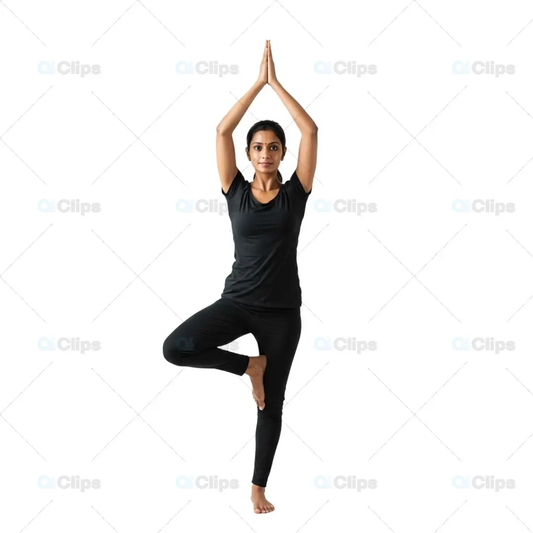Yoga Tree Pose on Transparent Background