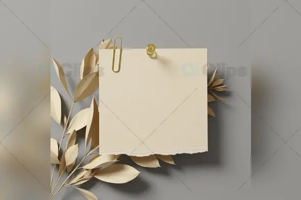 Elegant Cream Note with Golden Leaves Template