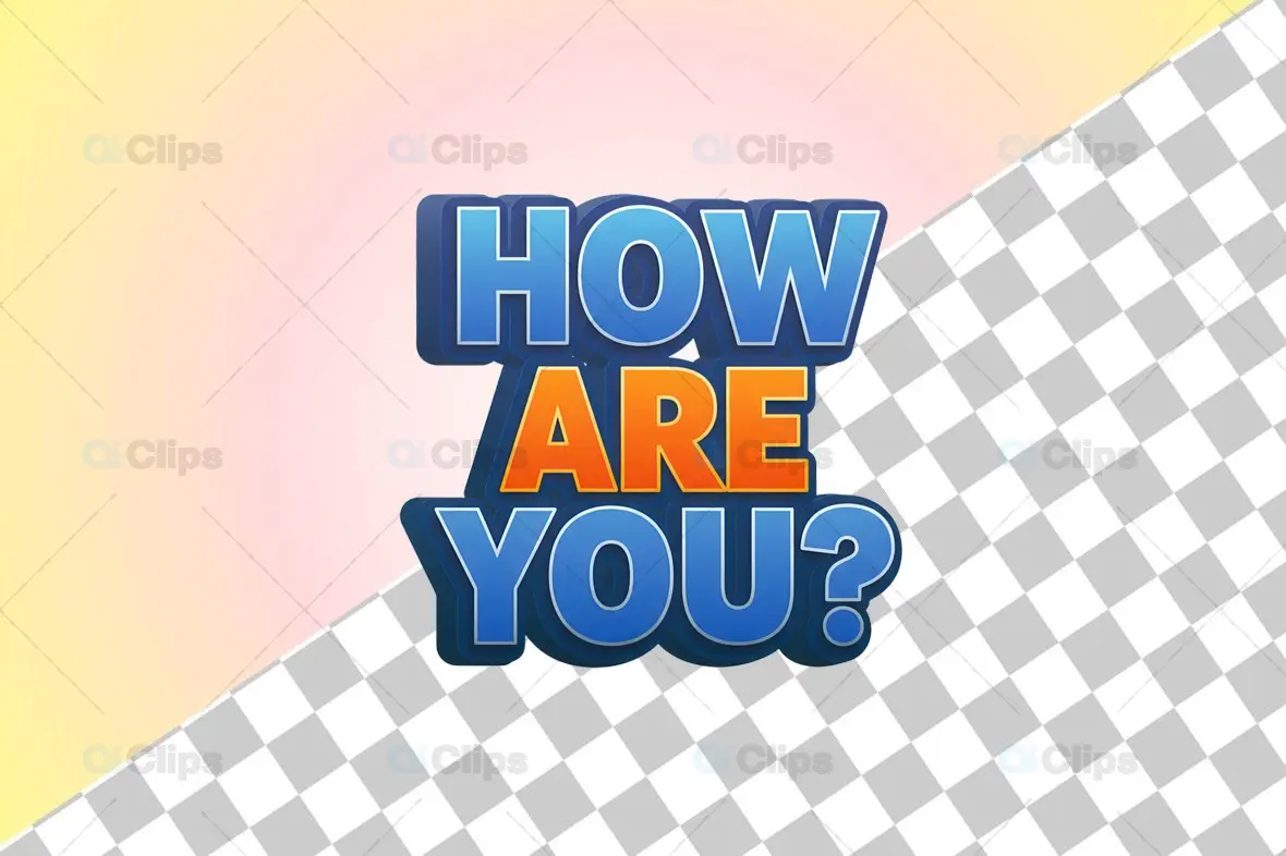 3D "How Are You?" Text Icon with Dual Tone