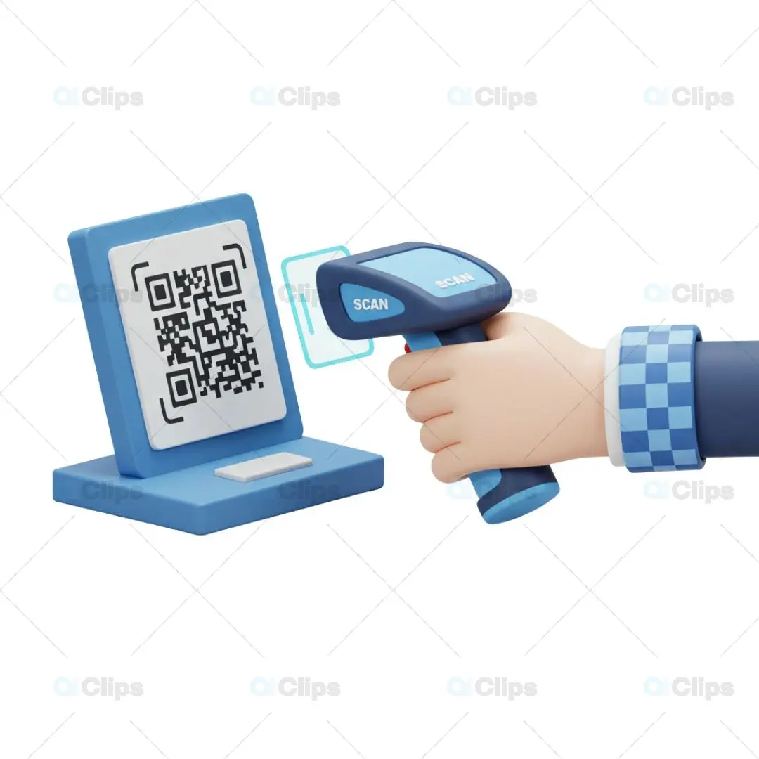 3D QR Code Scanner Digital Payment Illustration