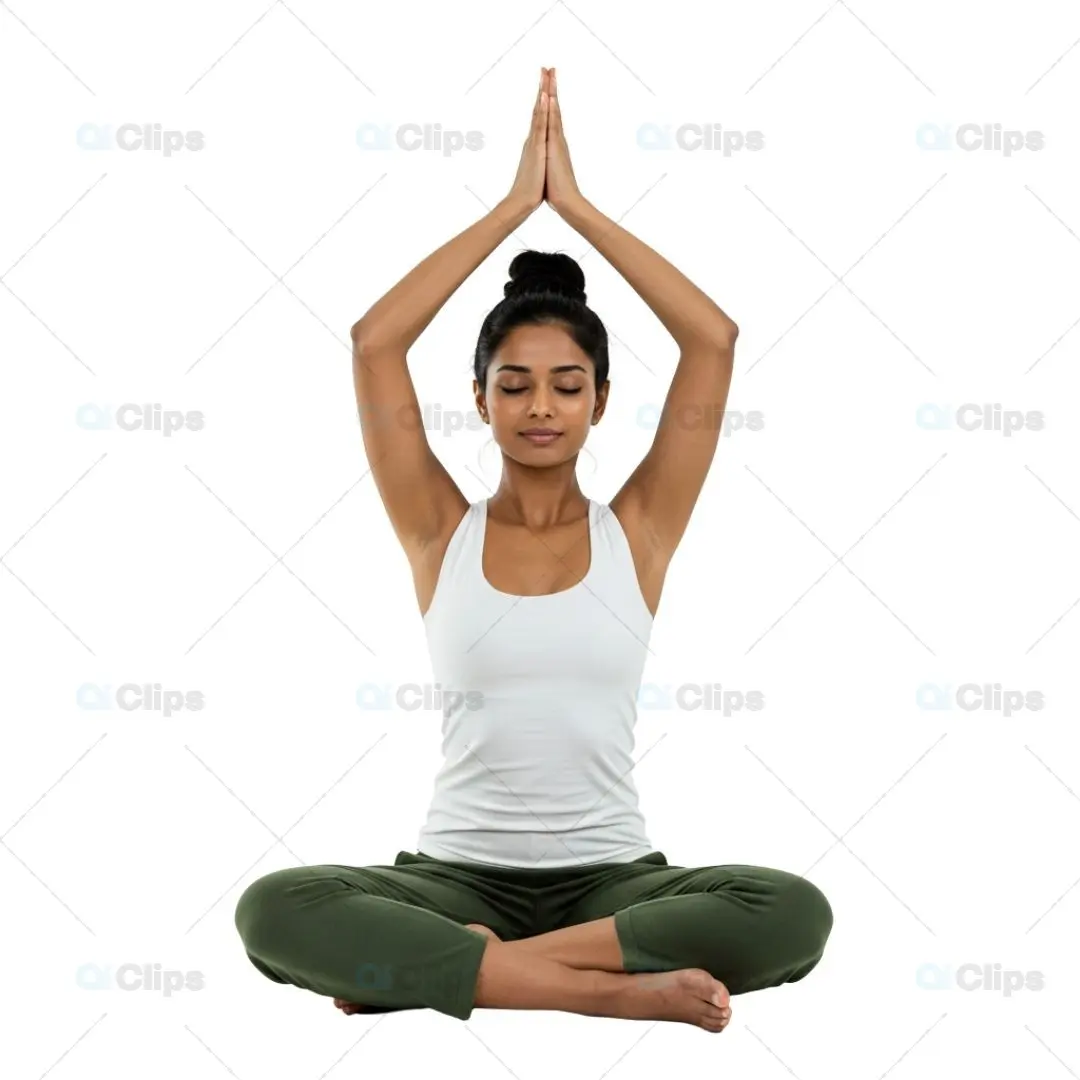 Peaceful Yoga Meditation Pose on Transparent Background