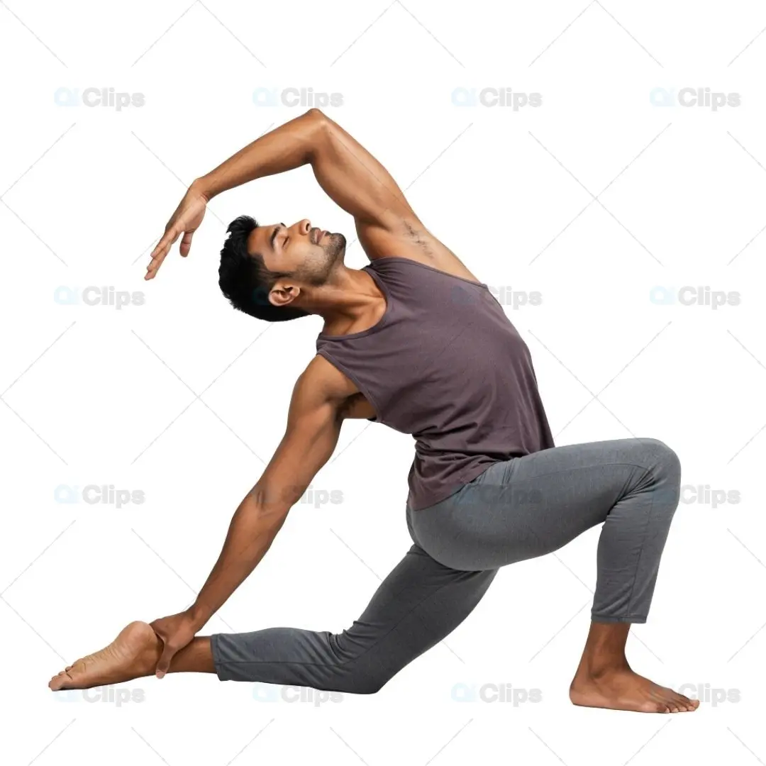 Graceful Side Bend Yoga Pose on Transparent Background