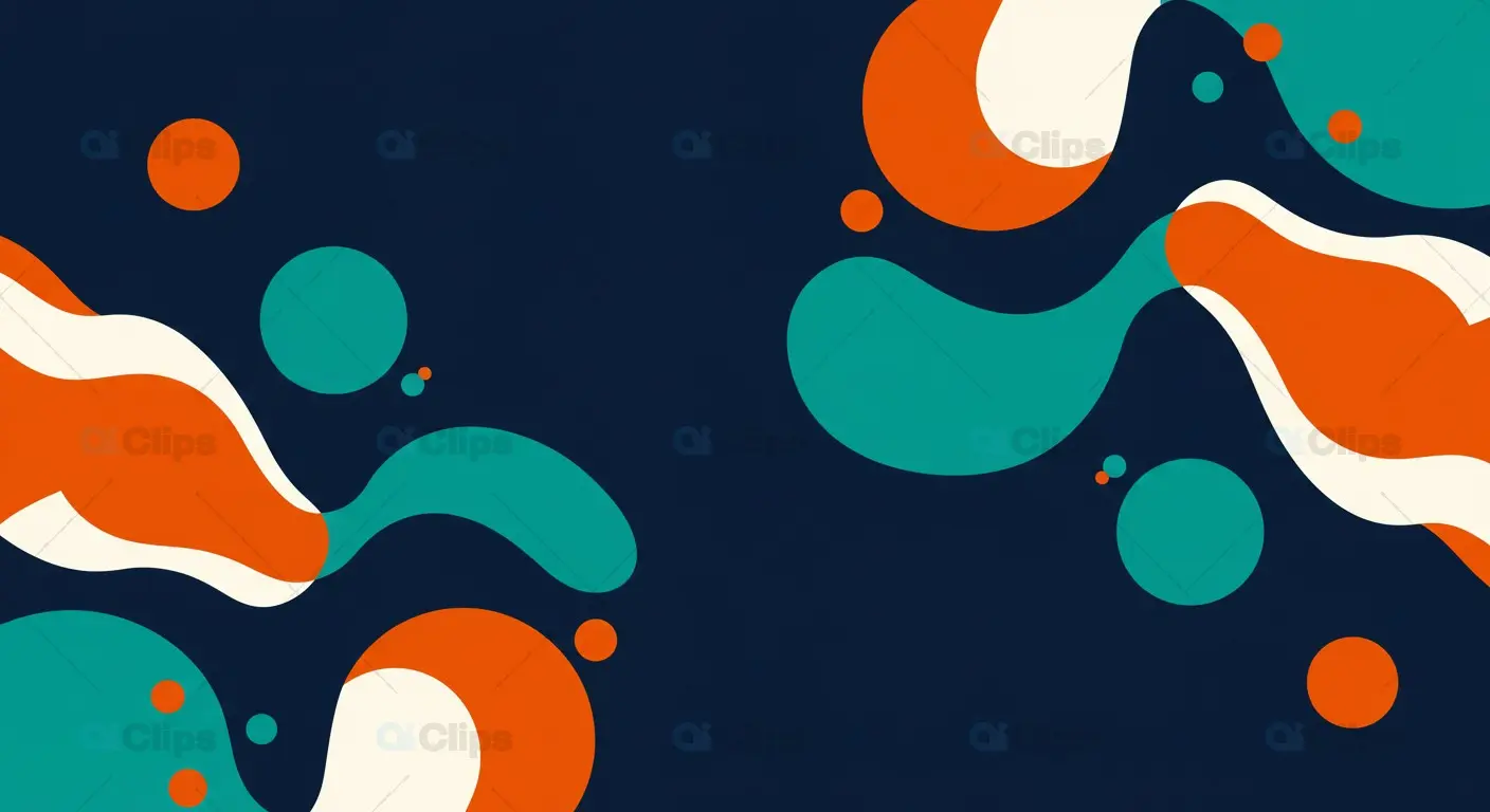 Abstract Wavy Shapes in Orange, Green, and Navy