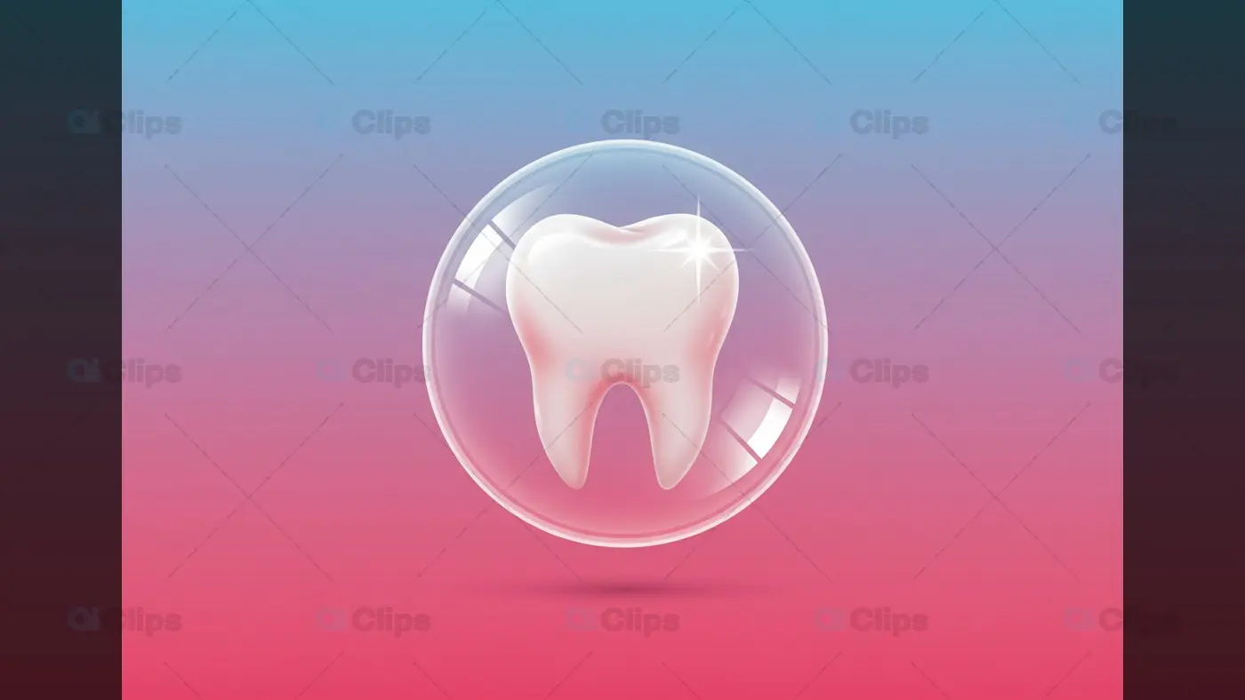 Shiny Tooth in Protective Bubble A Symbol of Oral Health