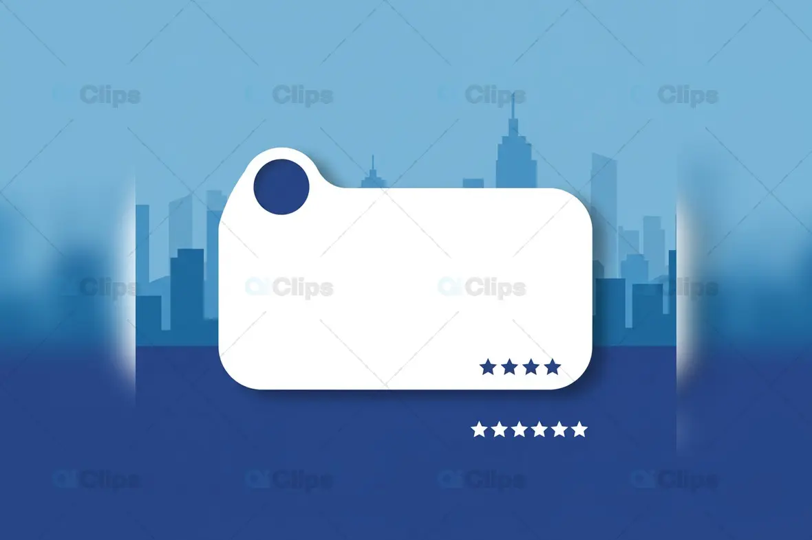 Modern City Skyline Review Template with Star Ratings