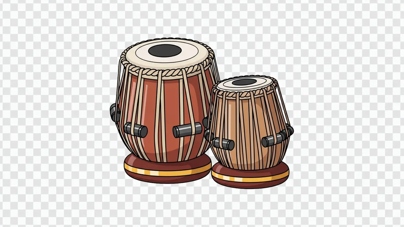Indian Classical Tabla Drum Pair Illustration PNG Clipart