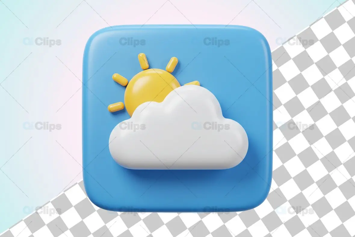 3D Partly Cloudy Weather Icon Illustration