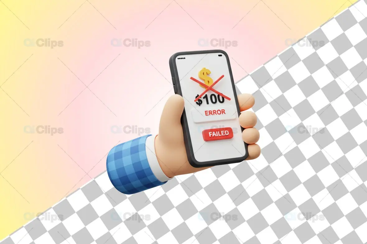 3D Mobile Payment Failed Illustration