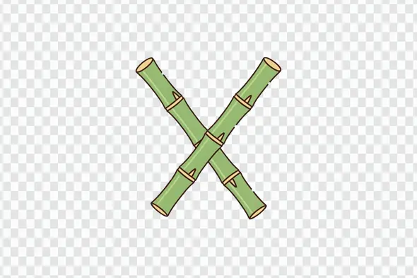 Crossed Sugarcane Stalks for Pongal Festival Clipart PNG