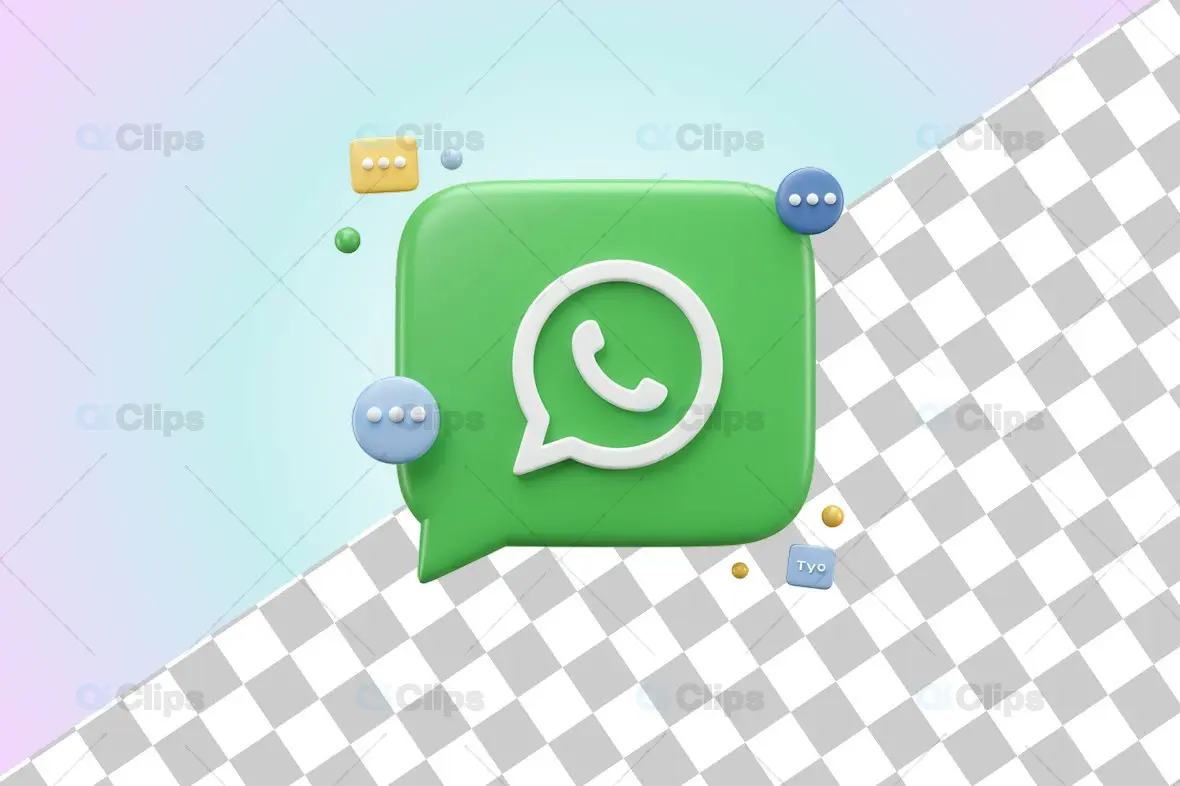 3D WhatsApp Logo with Floating Message Bubbles