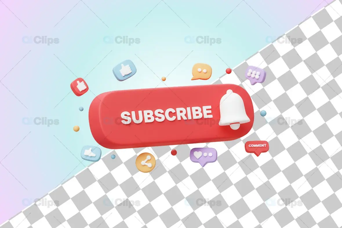 3D Subscribe Button with Social Media Icons Animation