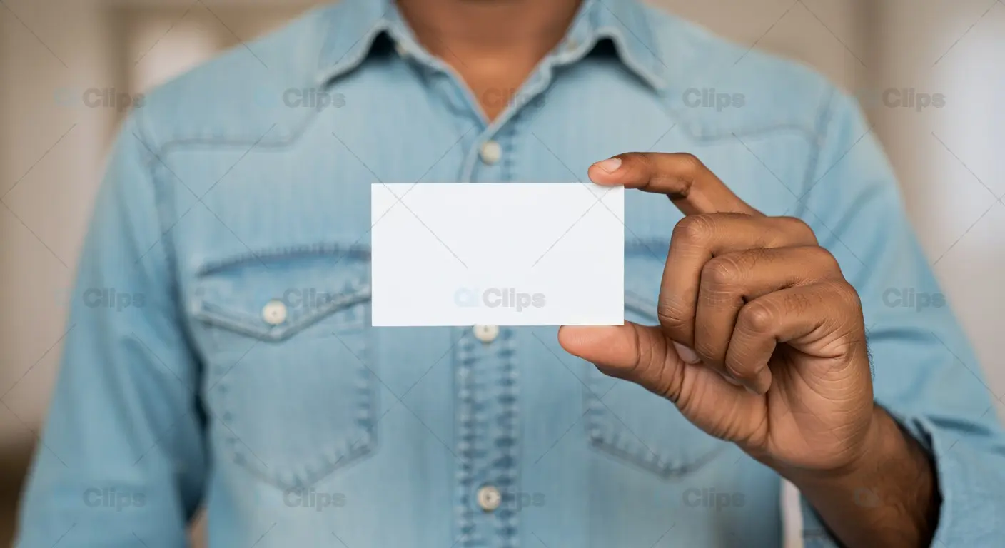 Blank Business Card Mockup Man Holding Card
