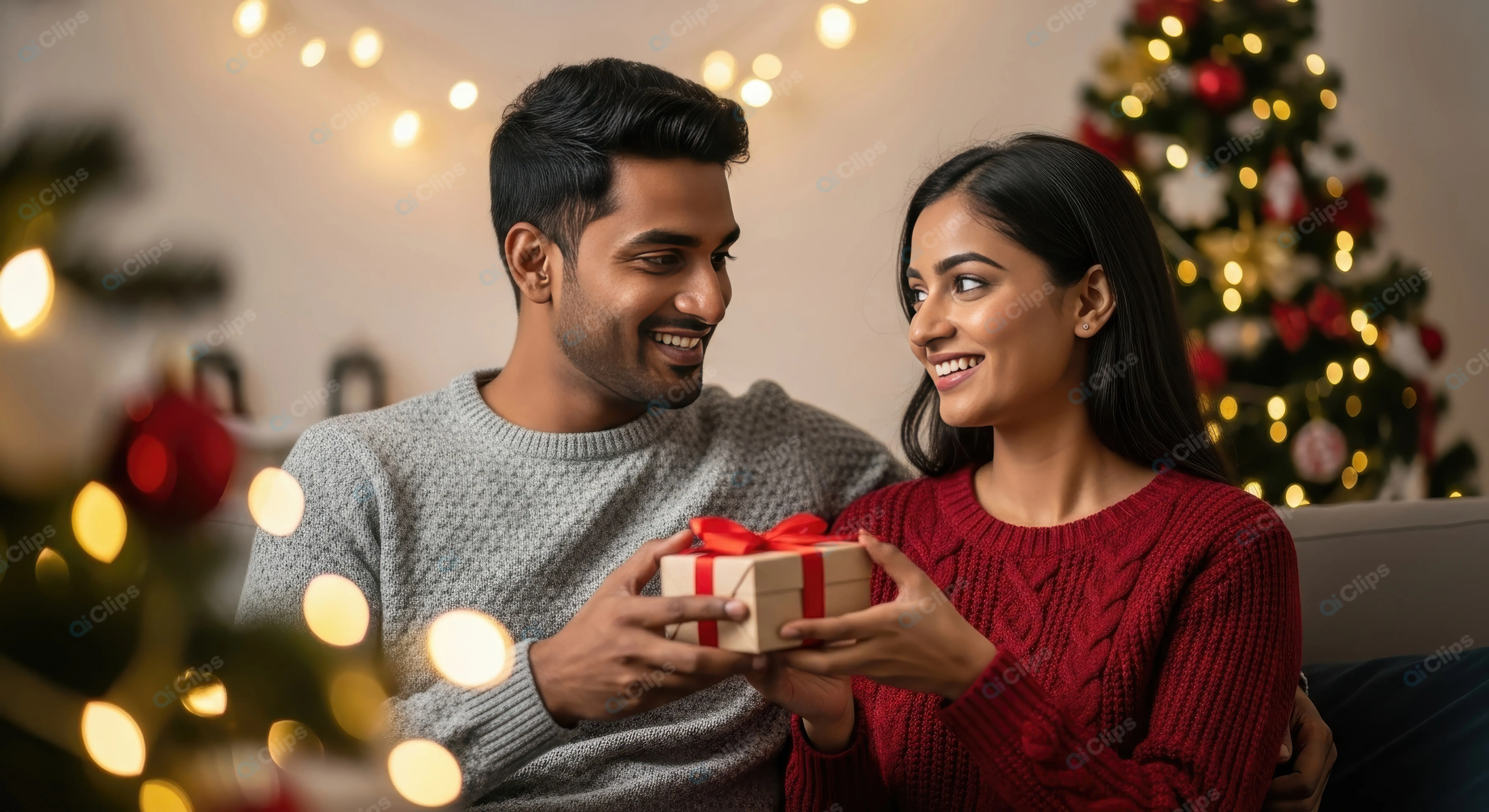 Loving Couple Sharing a Festive Gift