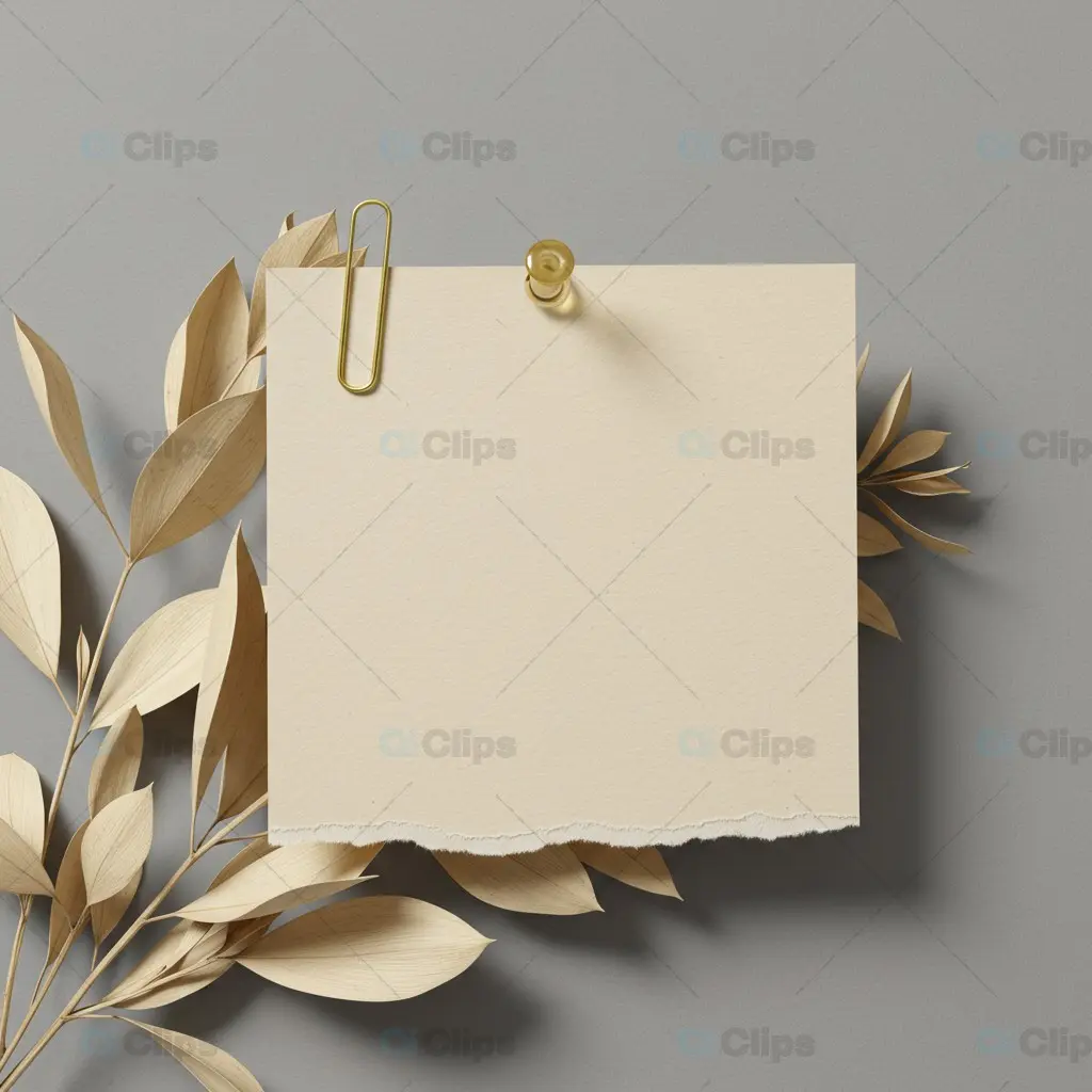 Elegant Cream Note with Golden Leaves Template