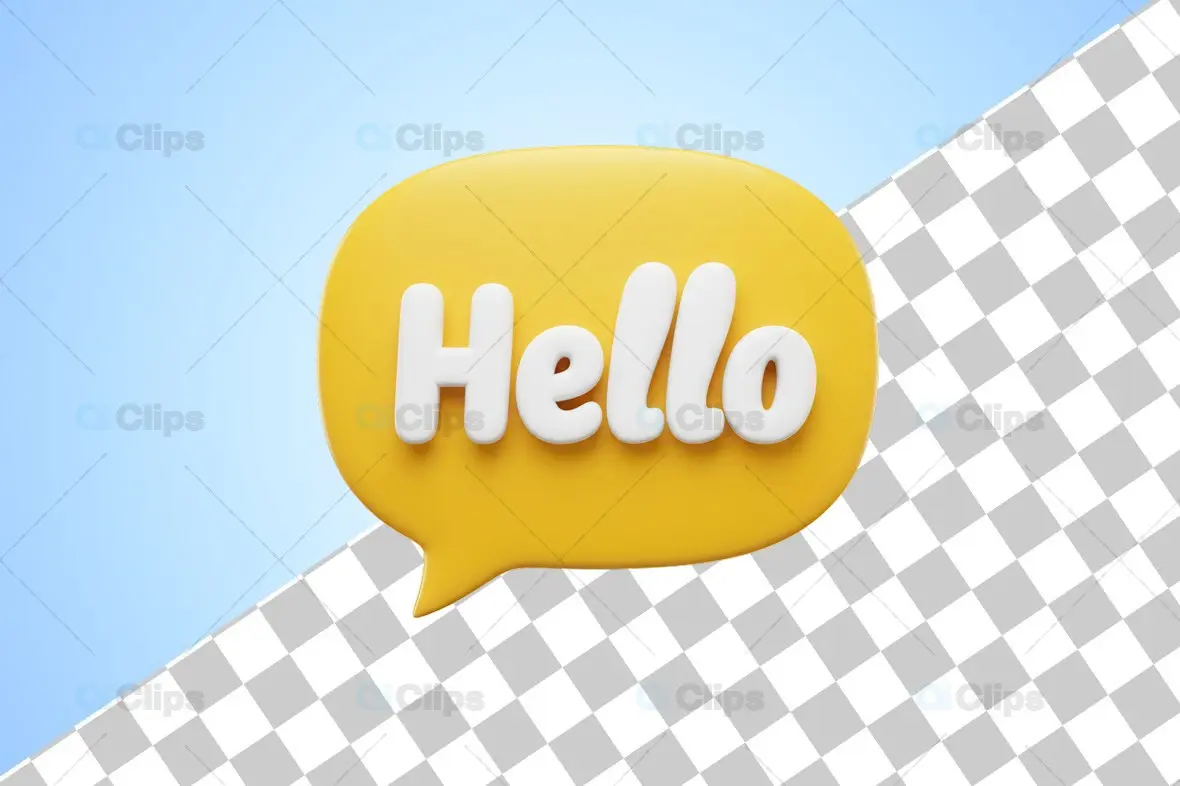 3D Yellow "Hello" Speech Bubble Icon