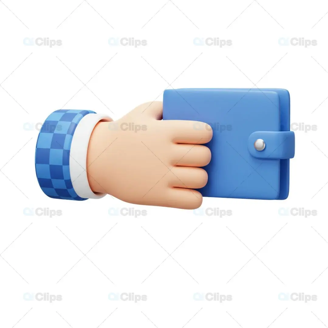 3D Hand Holding Wallet Illustration